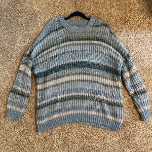 American Eagle Blue Stripped Oversized Sweater